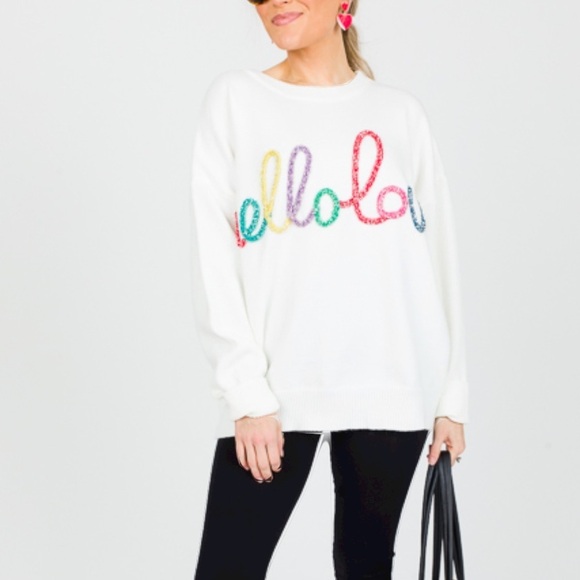 NWT Hellolove ivory oversized sweater by Wanna B Me - Picture 3 of 7